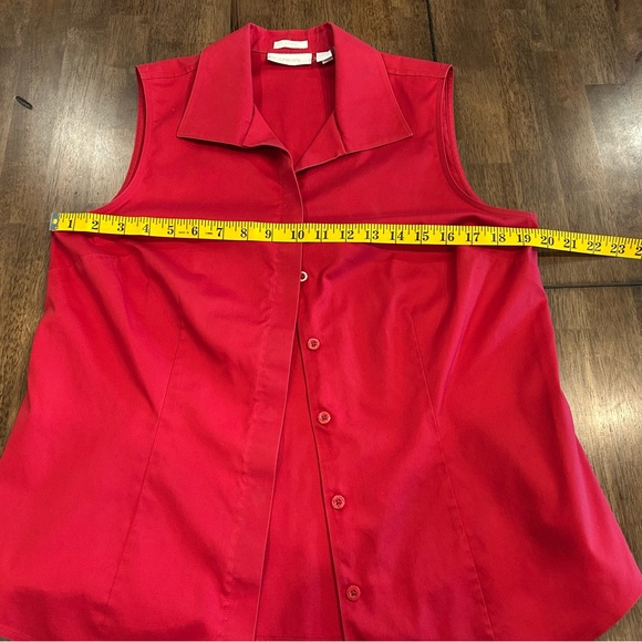 Chico's Shirt Womens 2 Red Sleeveless Lightweight Button Up Casual Comfort‎ - Picture 4 of 4